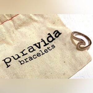 Pura Vida Gold & White Wave Ring Boho Coastal Beach Classic